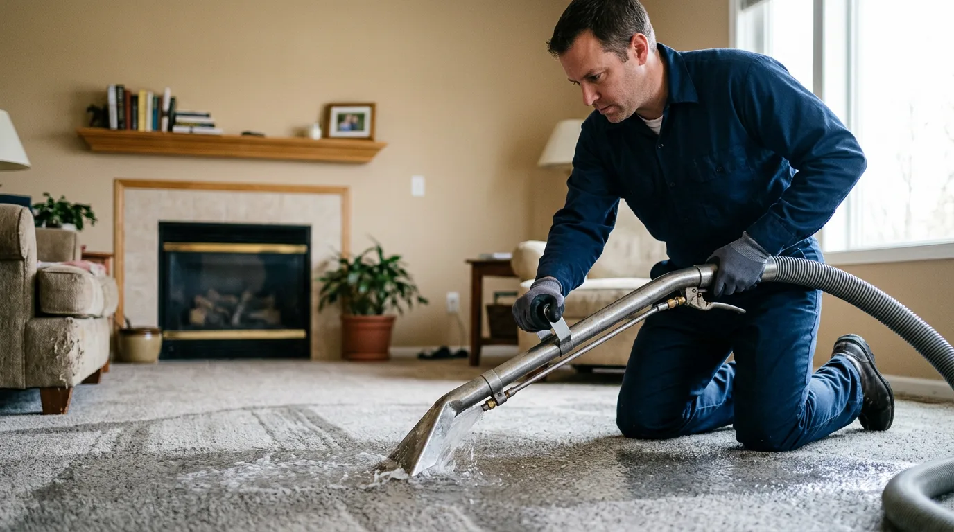 Water damage restoration technician working near Apollo, PA